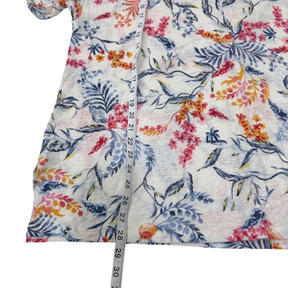 Chicos SZ 3 US XL Womens Nautical Floral Linen Tunic Top With Embellished Collar - Picture 9 of 16